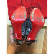 Christian Louboutin No Prive Glitter Antracite Peeptoe Sling Pumps Lust4Labels 3-900x900