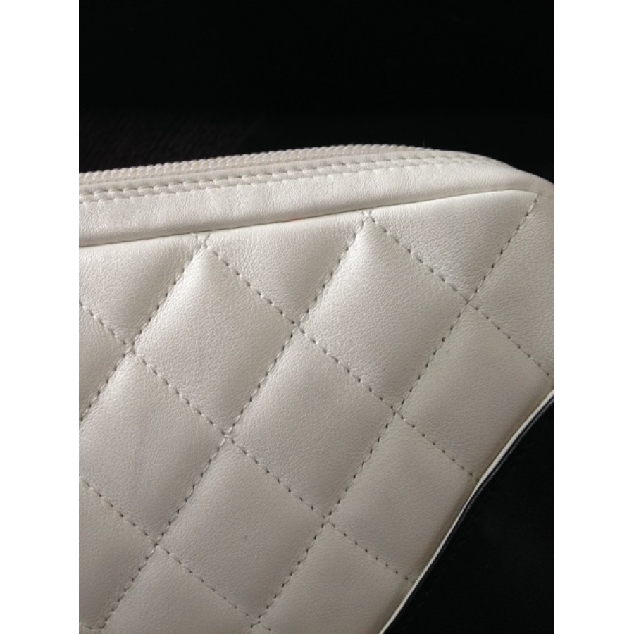 $1000 Chanel White Black Cambon Ligne Lambskin Leather CC Logo
