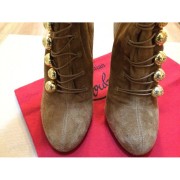 Christian Louboutin Ronfifi Veau Tan Brown Gold Military Suede Velour Boots Lust4Labels 4-900x900