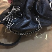 Gucci Guccissima Black Leather Monogram Logo Tote Shoulder Bag Chain Purse Lust4Labels 14