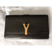 YSL Yves Saint Laurent Y Chyc Grey Patent Leather Clutch Lust4Labels 2-900x900