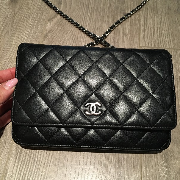$2500 Chanel Classic CC Logo Black Lambskin Quilted Leather WOC Wallet on Chain  Bag Purse SHW - Lust4Labels