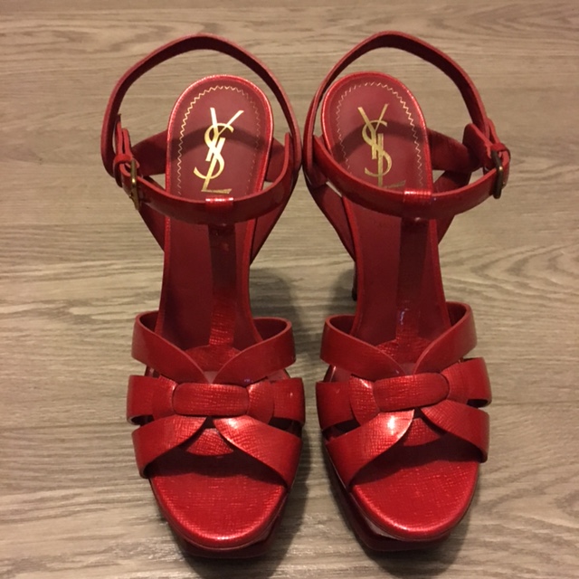 ysl tribute heels red