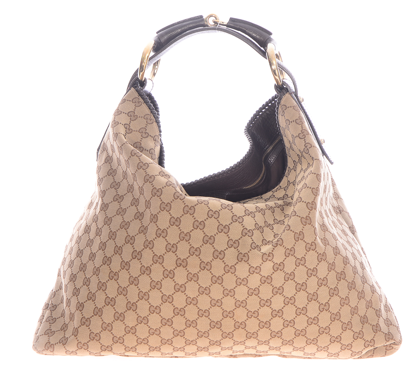 $1000 Gucci Monogram Canvas Brown GG Logo Large Hobo Shoulder Bag Purse - Lust4Labels
