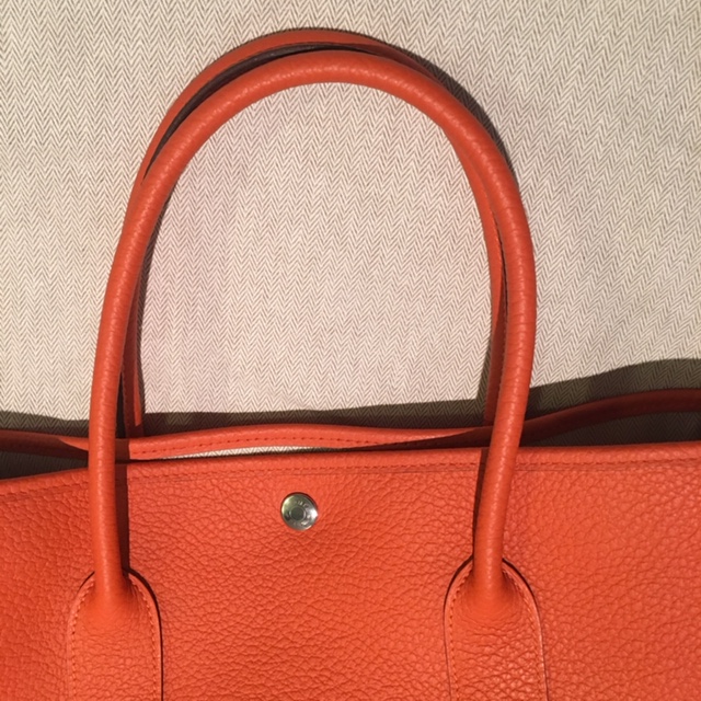 $4000 Hermes Classic Garden Party 36 Orange Calf Leather Tote Bag