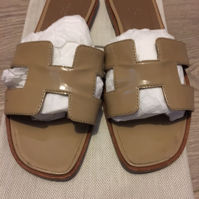 hermes patent leather sandals