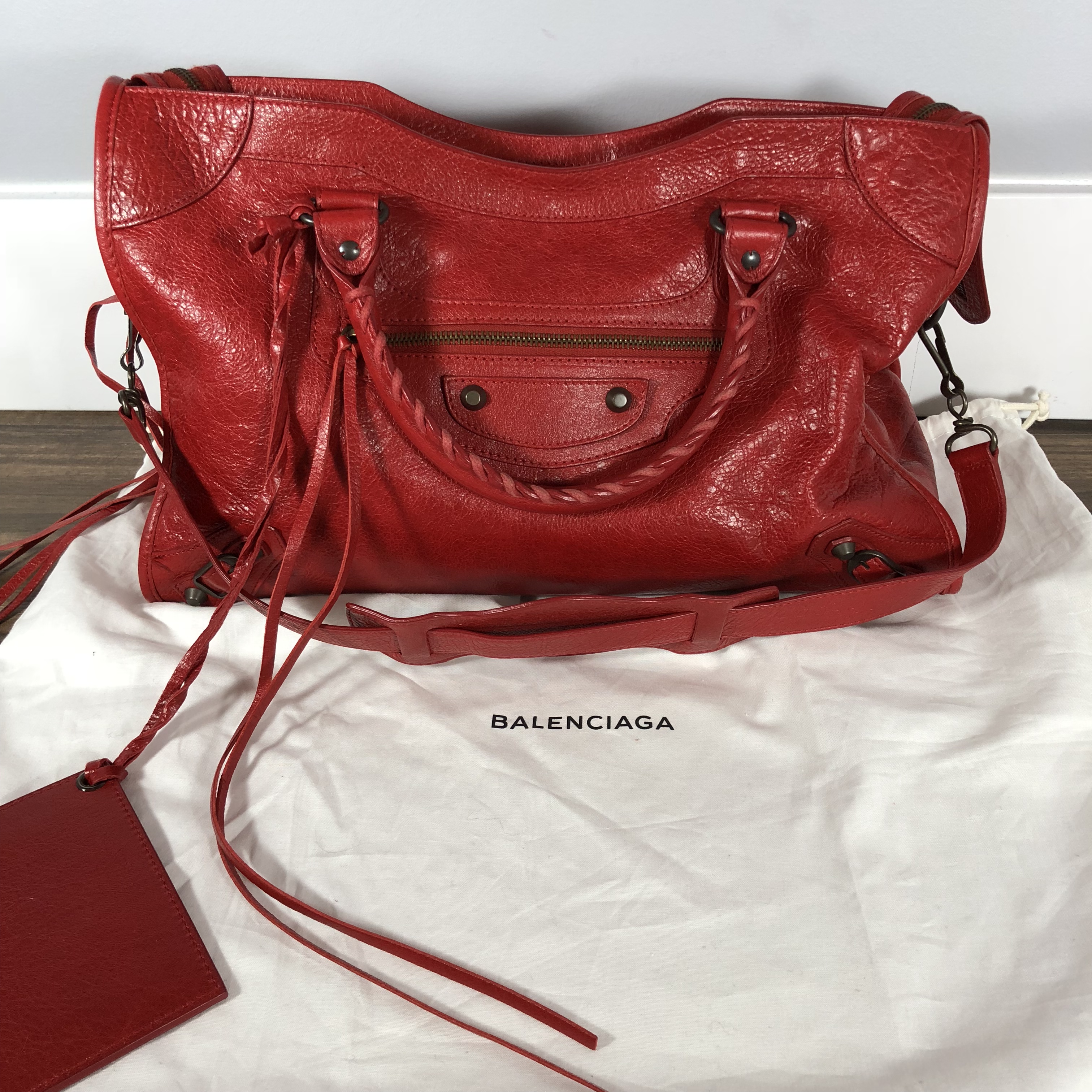balenciaga red purse