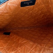 Chanel Classic Deauville Dark Blue Denim Orange Detail Logo Small Zip O Case Clutch Bag Lust4Labels 6