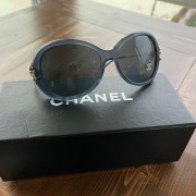 Chanel Blue Grey Plastic Round Silver Bow Detail Sunglasses 5178 Lust4Labels 1