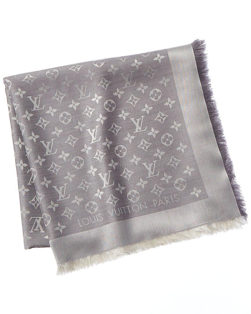 Louis Vuitton Greige Silk & Wool Blend Monogram Shine Shawl
