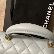 Chanel Classic Light Blue Lambskin Leather Quilted Rectangle Top Handle Mini Bag Light GHW Lust4Labels 16